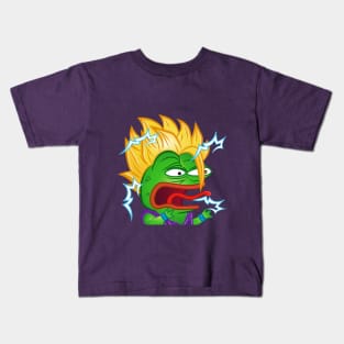 Peepo Frog Meme angry, Monkas Anime style, rage, Otaku, Powe up Kids T-Shirt